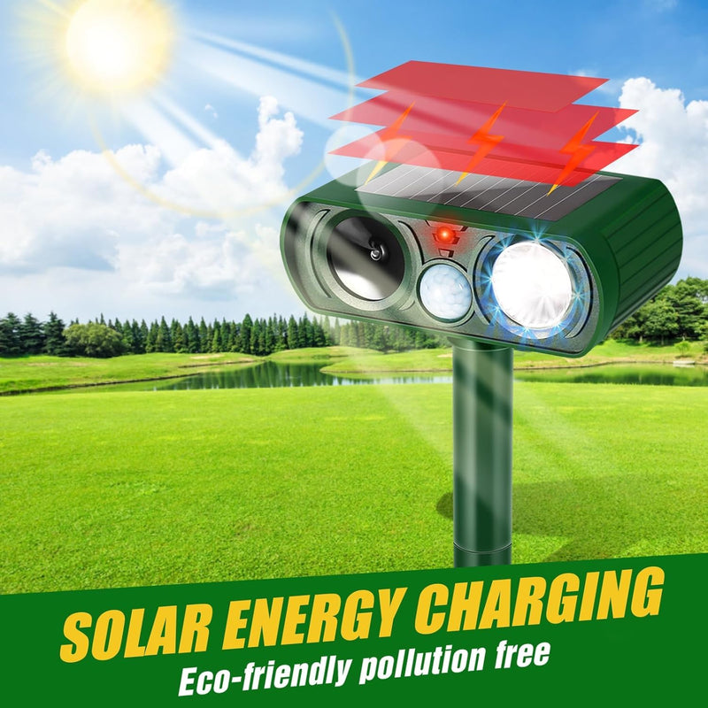 Ultrasonic Cat Deterrent Outdoor, Solar Powered Deterrent with Motion Sensor and Flashing Lights Solar Farm Garden Yard Device,Dogs,Cats,Birds - PawsPlanet Australia
