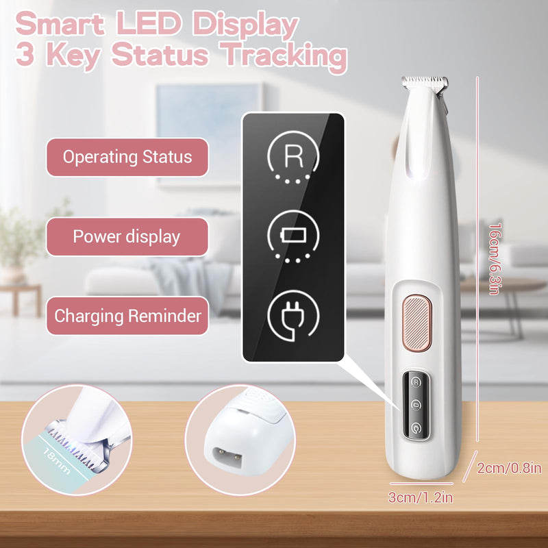 Paw Trimmer, Electric Dog Trimmer for Paws, Pet Paw Trimmer, Zentric Pet Micro Precision Trimmer, Rechargeable Dog Paw Hair Trimmer with Led Light Low Noise Waterproof - PawsPlanet Australia