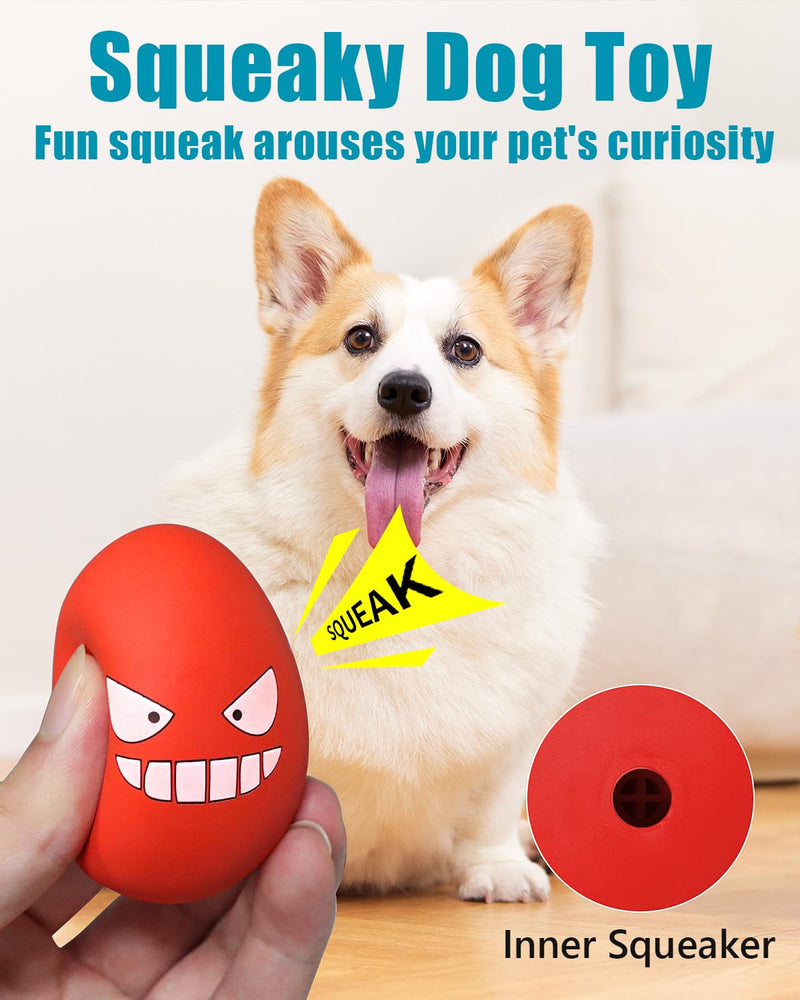 Dog Toys Squeaky, Funny Puppy Balls Pet Toy Pack, Interactive Latex Rubber Squeak Egg Ball for Puppies Small Medium Breed Dogs 4 Pack - A Funny Expressions & Animal Print - PawsPlanet Australia