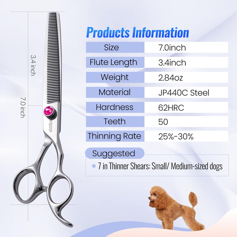 Thinning Shears for Dogs 7 in Professional Dog Thinning Shears for Grooming 56 Teeth Dog Grooming Scissors for Pet Cat Japanese 440C Stainless Steel(7.0'',Blending) 7.0 inch Purple Diamond