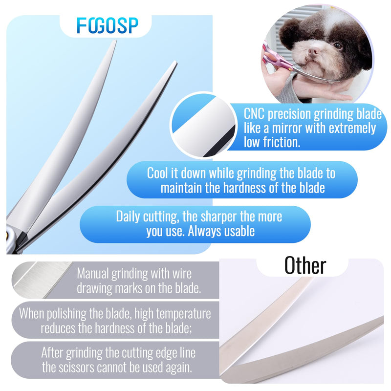 Professional Curved Dog Grooming Scissors with Sharper Self Grinding lightweight and finely trimmed split structure 6.5'' Japan VG10 63HRC for small dogs cat pet(Purple&Blue) 6.5 in,VG10 Purple & Blue - PawsPlanet Australia