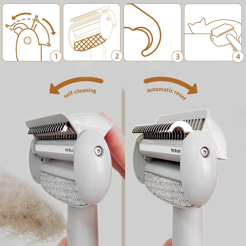 Self Cleaning Grooming Brush for Shedding Pets Rake Gently Removes Loose Undercoat Mats Tangled (Black) Black - PawsPlanet Australia
