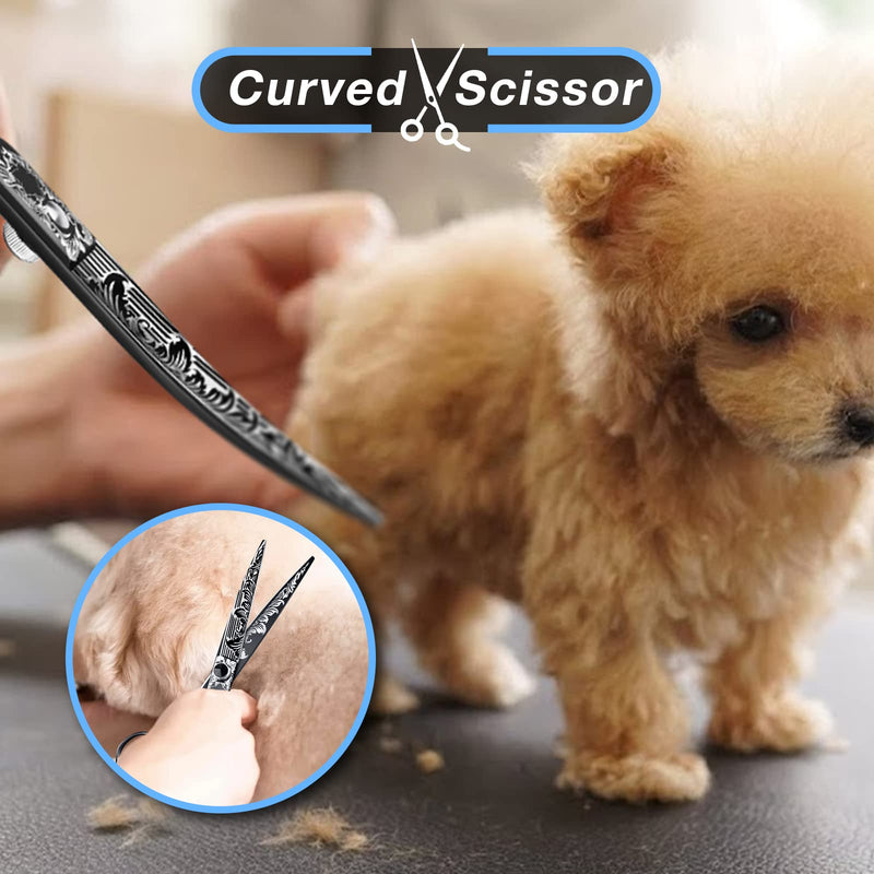 JASON 8 Inch Curved Dog Scissors BlackProfessional Curved Shear with Ergonomic Handle Japanese 440C Stainless Steel Pet Scissor for Dogs, Cats and Other Animals - PawsPlanet Australia