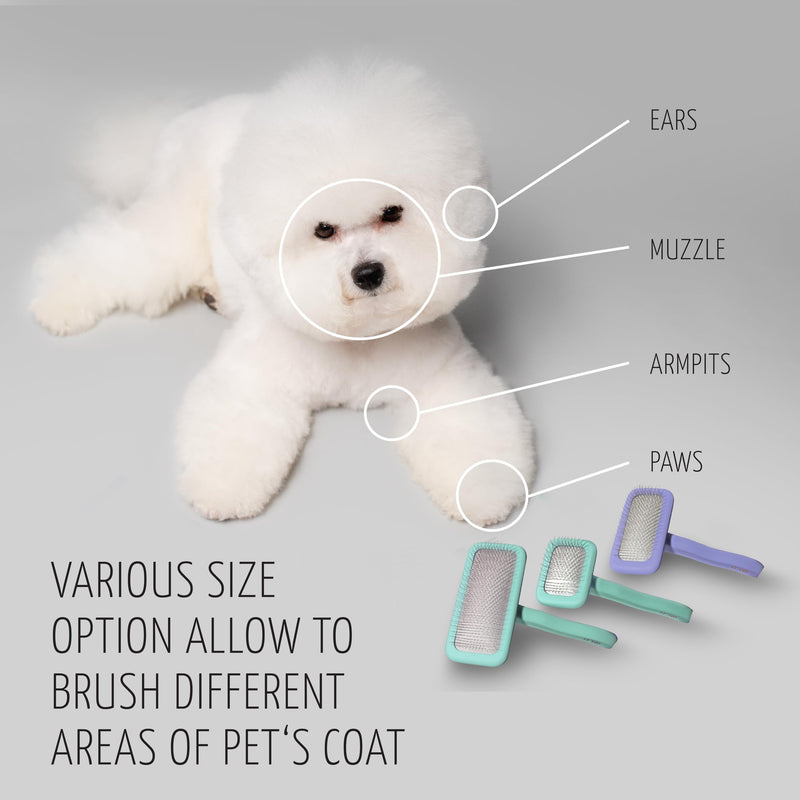 TAURO PRO LINE - Slicker Brush Rectangular S | Premium brush for dogs & cats with soft, flexible cushion ergonomic design. | Included:1x grooming brush in Purple, Dimensions: Rectangular, 2,7 x 6.2in Rectangular - S - PawsPlanet Australia