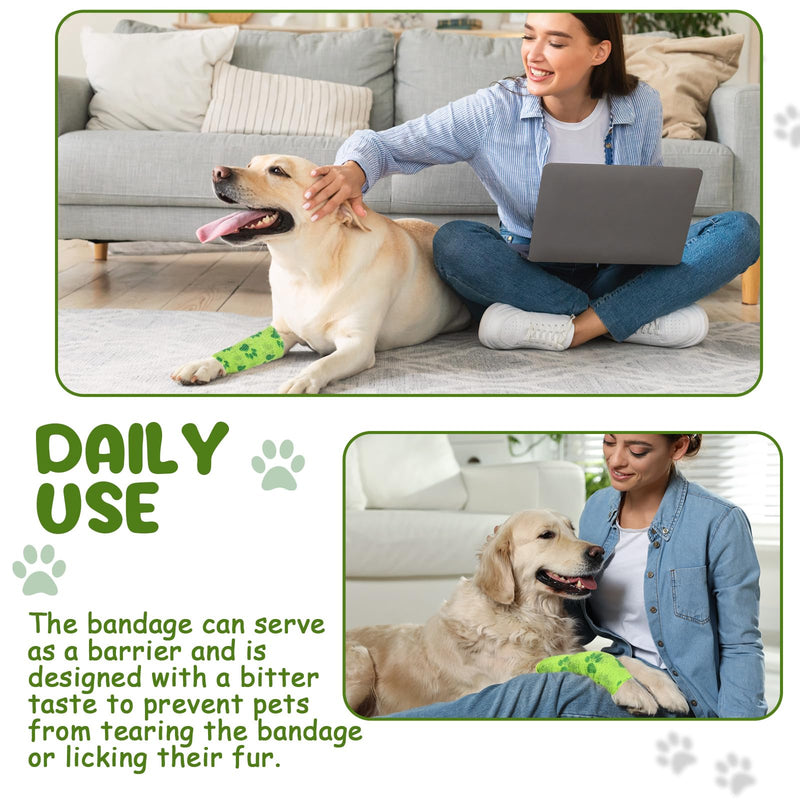 Geiserailie 3 Pack No Chew Bandage for Dogs Bitter Self Adhesive Bandage for Pets to Prevent Chewing, Vet Bandages for Dogs Wound Wrap(4inch x 15yd) (Green) Green