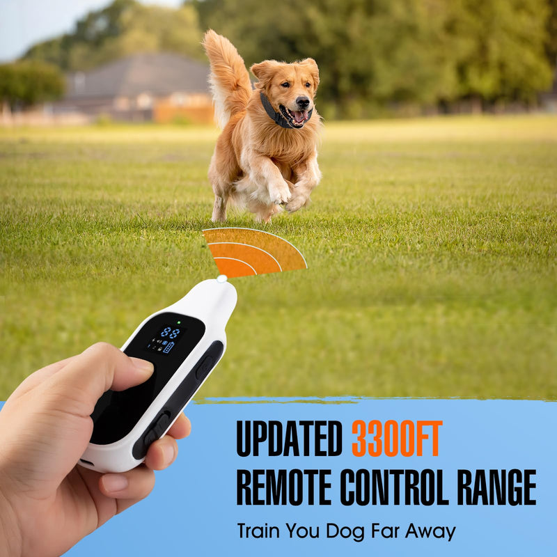 Shock Collar for Dogs, Dog Training Collar with Remote Control 3500FT, 3 Training Modes, IP67 Waterproof E Collar for Small Medium Large Dogs 18-120 lbs White - PawsPlanet Australia