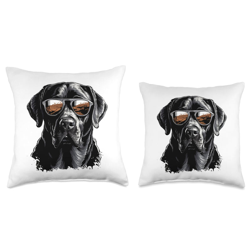 Labrador Retriever Lab Dog Breed Pet with Sunglasses Throw Pillow 16x16