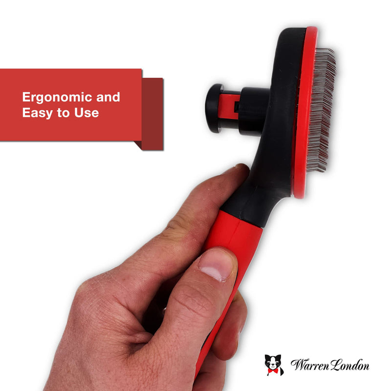 Warren London Cat Pin Brush | Ergonomic Grip with Fur Ejector | Kitten & Cat Deshedding & Detangling Brush | Soft Bristles for Rabbits, Ferrets & Dogs - PawsPlanet Australia