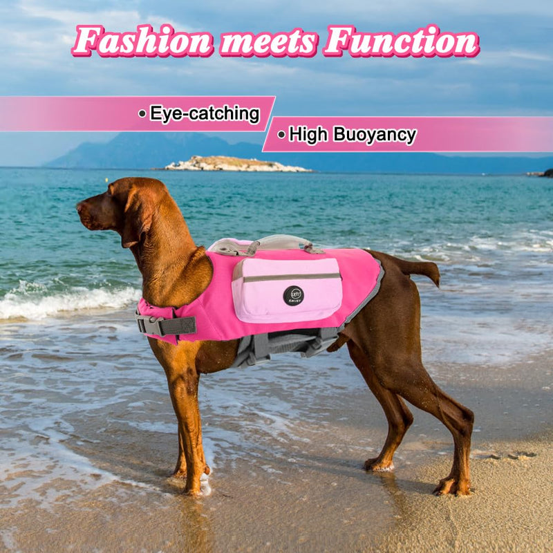 EMUST Life Vests for Dogs, Lightweight Small/Medium/Large Dog Life Preserver, Extra Large Dog Life Jacket for Swimming/Boat/Water, Life Jacket for Large Dogs, Pink XL X-Large - PawsPlanet Australia