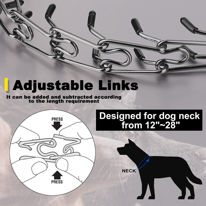 Dog Prong Traing Collar,Choke Pinch Collar for Dogs Quick Release Spike Collars No Pull Martingale Adjustable for Large Medium Small Breeds Dogs Stainless Steel (12"~28" Black 3.0mm) Style A - PawsPlanet Australia