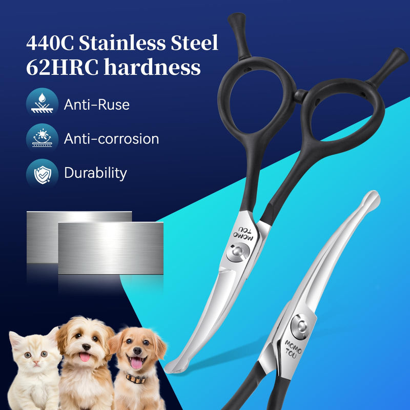 4.5" Small Dog Grooming Scissors with Comfortable Non-slip Handle and Safety Round Tip 440C Curved Sharp Blades Dog Shears for Eyes, Ears and Paws Easy to Use. Curved Scissors - PawsPlanet Australia