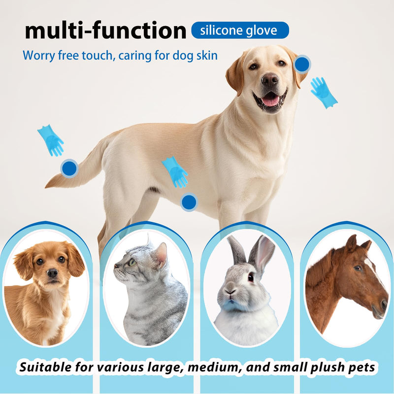 Dog Bathing Gloves,Dog Washing Grooming Gloves for Bathing and Massaging,Silicone Gloves with Enhanced Five Finger Design,Blue BLUE - PawsPlanet Australia