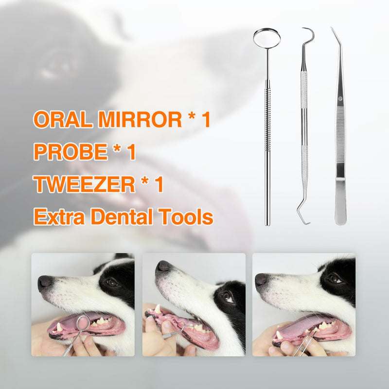 TroisAmis Dog Ultrasonic Plaque Remover for Teeth, Tooth Scaler for Dogs, Dog Teeth Cleaning Kit - Teeth Cleaner with LED Light，Canident Dog Tartar Remover, Electronic Dog Toothbrush, Protect Gums