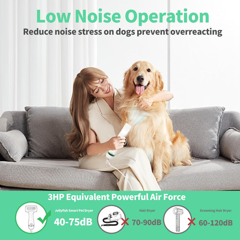 Pet hair dryer | Portable silent 2-in-1 pet beauty hair dryer with replaceable self-cleaning brush | Adjustable temperature | Suitable for small and medium-sized cats and dogs - PawsPlanet Australia