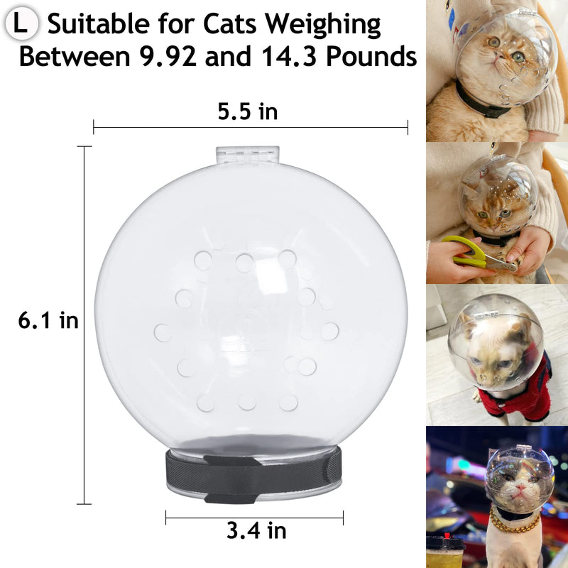 Cat Transparent Muzzle with Breathable Hood, Adjustable Kitten Astronaut Helmet Prevent from pet Biting Chewing Grooming Hoqqf, Ball Mask for Aggressive Cat(L) L - PawsPlanet Australia