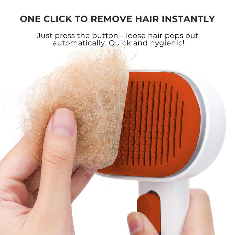 Cat Brush for Shedding with Release Button, Efficient Pet Hair Removal Tool for Indoor Cats & Dogs, Self-Cleaning Comb Grooming Brushes, White - PawsPlanet Australia