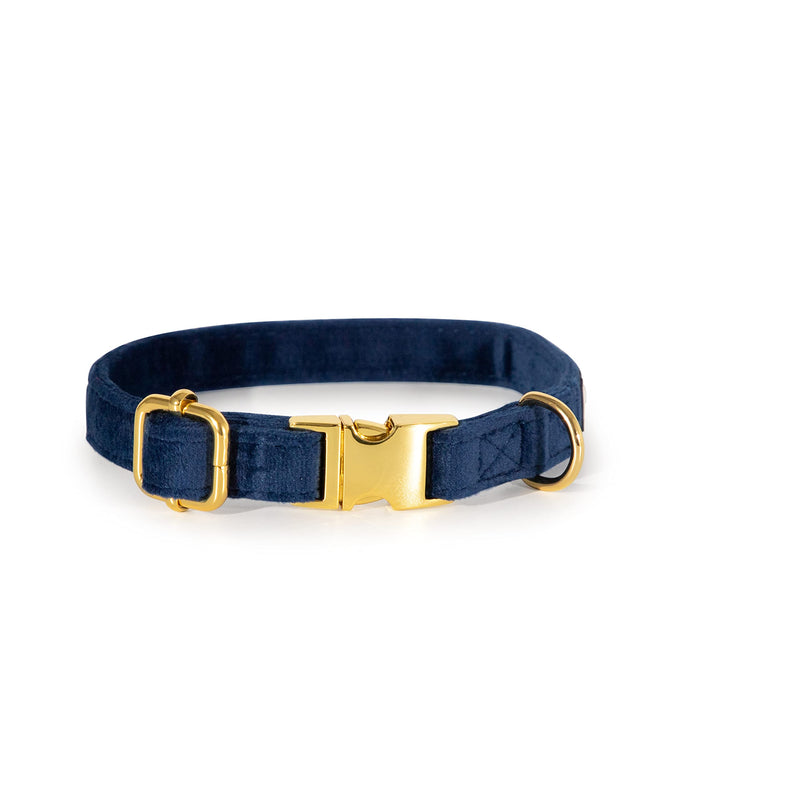 Royal Blue Velvet Dog Adjustable Collar Bowtie – Luxury Velvet Collar with Detachable Bow Tie and Gold Safety Buckle for Dog or Puppy (Extra Small) Extra Small