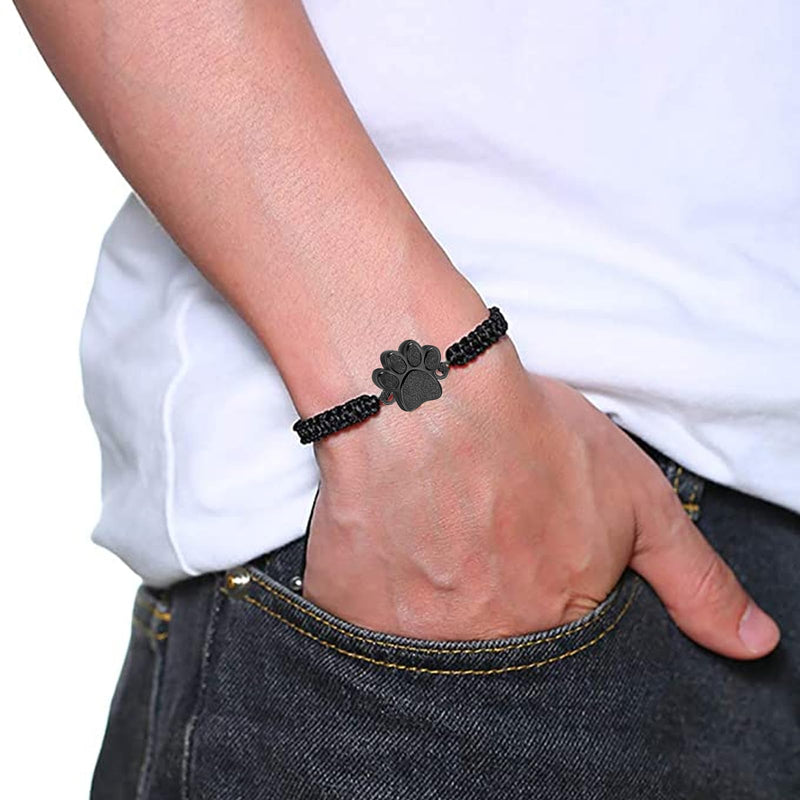 RIPFEVURN Cremation Jewelry Urn Bracelet for Ashes for Women Men of Loved Ones Cat Dog Paw Keepsake Memorial Rope Bracelet Black - PawsPlanet Australia