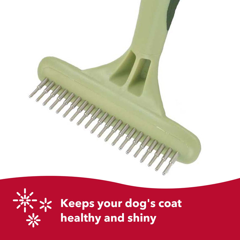 Coastal Pet Safari Dog Undercoat Rake - Top-Grade Double Row Rotating Pins Dematting Rake for Effective Deshedding and Pet Grooming - PawsPlanet Australia