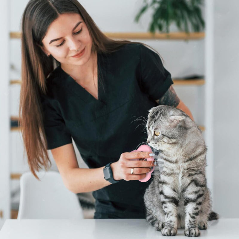 Cat Massage Comb, Cute Comfort Cat Shedding Brush with Elasticity Curved Comb Teeth for Reducing Knots, Relaxing Cat Deshedding Brush for Short Hair & Long Hair Pet Hair Remover (Cat,Blue) Cat,Blue - PawsPlanet Australia
