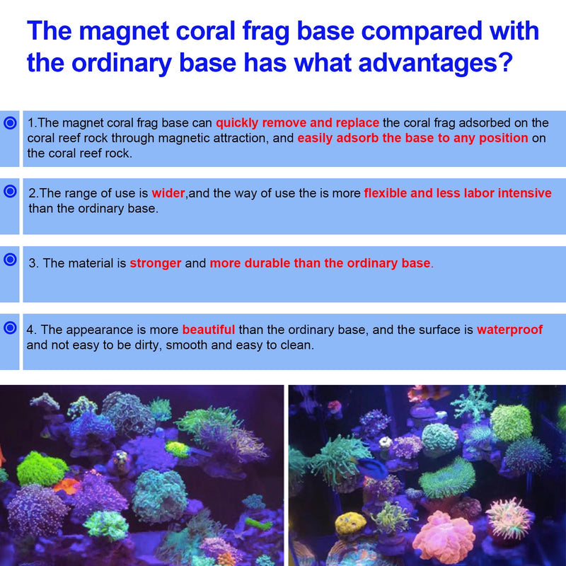 Coral frag Magnetic Base, Coral frag Magnetic Plugs,Waterproof Magnetic Coral frag Base, Purple, Round 10-Piece Set Coral Frag Magnetic Base(purple, Round 10pcs) - PawsPlanet Australia