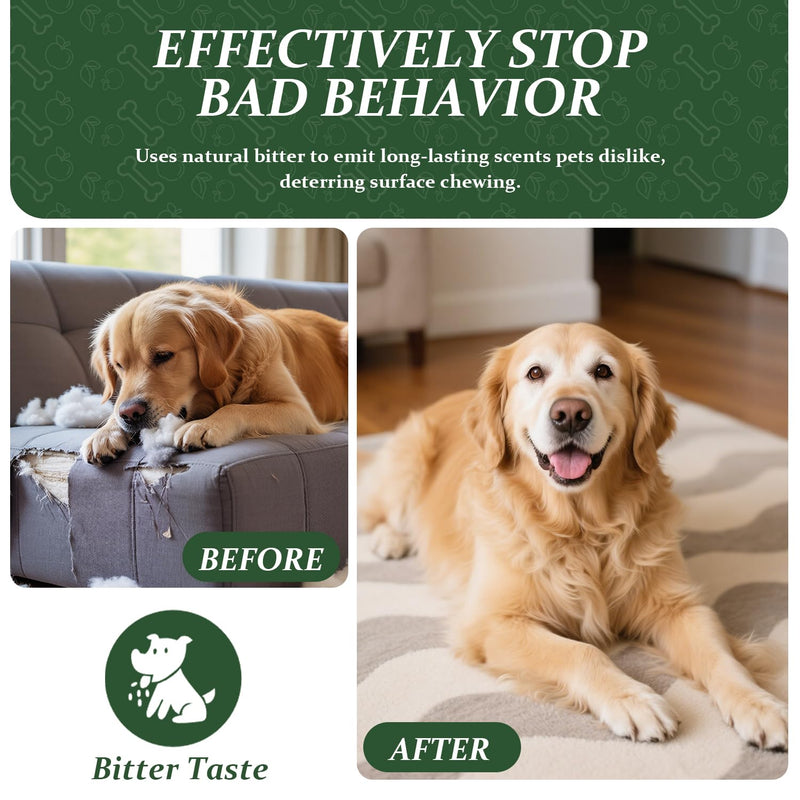 No Chew Spray for Dogs, Bitter Apple Deterrent to Stop Chewing, Licking and Biting on Furniture, Shoes and Plants, Alcohol Free Puppy Training Aid for Indoor and Outdoor Use, 2 Pack 100 ml - PawsPlanet Australia