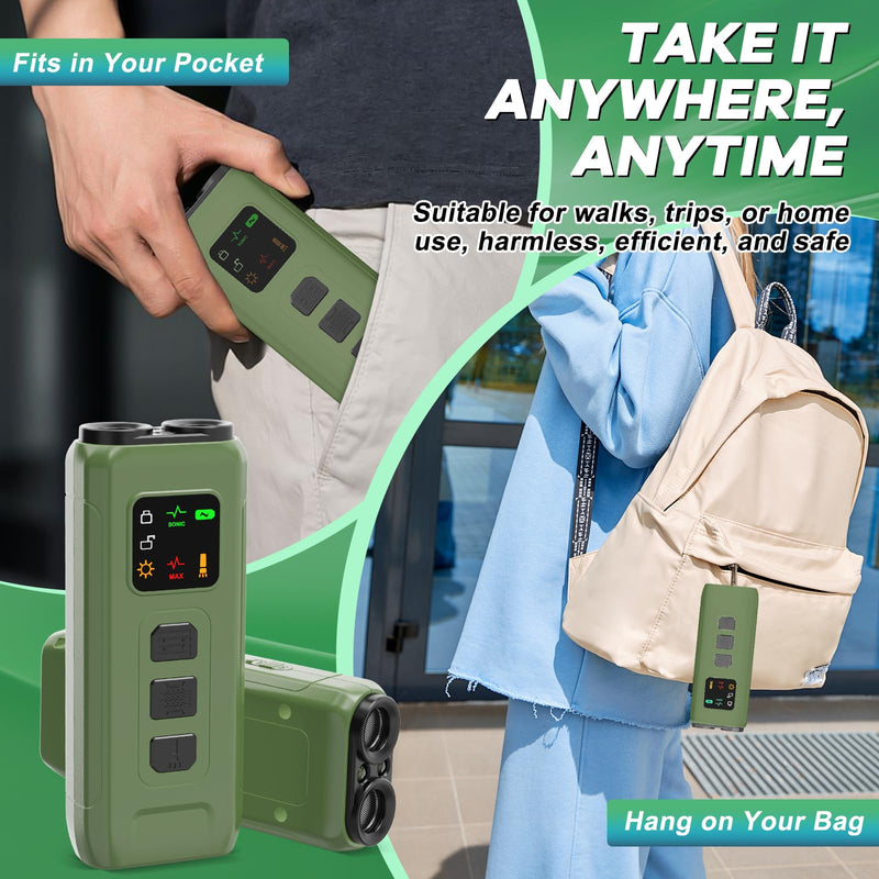 Ultrasonic Dog Bark Deterrent & Anti-Barking Training Device, 3 Modes to Stop Dog Barking, Handheld Tool, Safe, Rechargeable, Compact and Portable, Suitable for Indoor/Outdoor Use(Green) Green