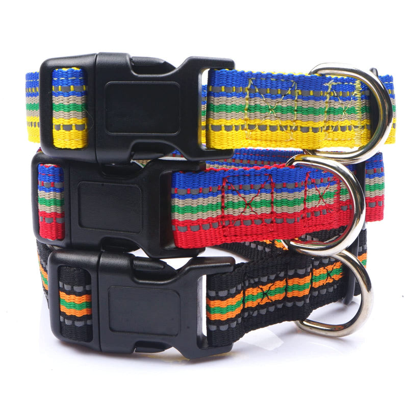Dog Collar,Reflective Adjustable Collar S(Width3/4’’ ,Neck 11’’-16’’) Yellow/Blue - PawsPlanet Australia