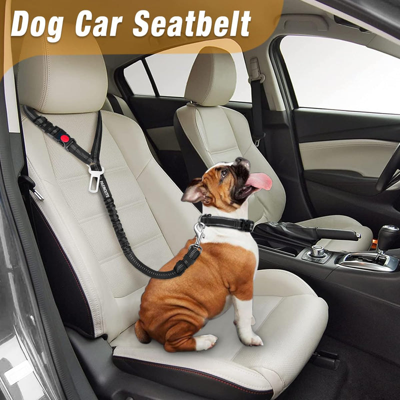 2 Piece Set Dog Seat Belt Retractable Dog Car Seatbelts Adjustable Pet Seat Belt for Vehicle Headrest Restraint Adjustable Heavy Duty & Elastic & Durable Car Harness for Dog Lotus - PawsPlanet Australia