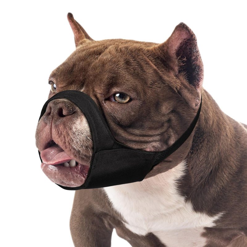 Mayerzon Pitbull Muzzle, Soft Muzzle for American Bully Bulldog Boxers Rottweilers, Anti Fierce Barking Biting Chewing Muzzle for Grooming, Fabric Muzzle for Medium Large Short Snout Dog Black L [Snout Cir: 8.25-9.5"] - PawsPlanet Australia