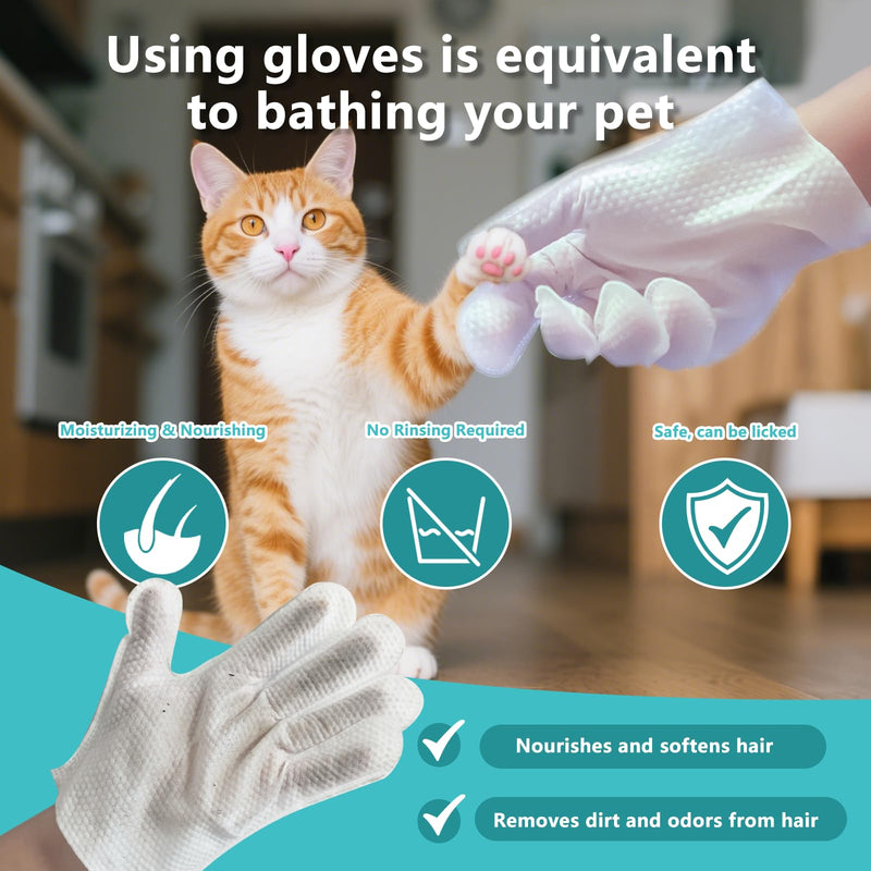 6PCS Unscented Extra Thick Pet Glove Wipes for Dogs & Cats, Dog Cat Washing Cleaning Gloves, Dog Grooming Bath Gloves for Daily Care and Traveling, Rinse Free 6 PCS - PawsPlanet Australia