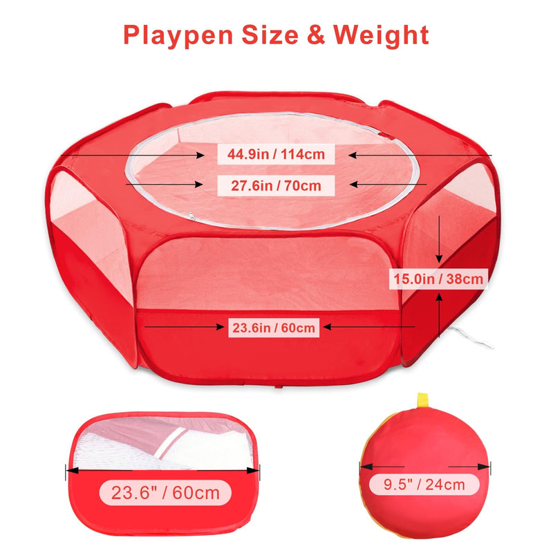 XIRGS Small Animal Playpen, Pet Playpen for Cat/Rabbit/Hamster/Guinea Pig/Bunny/Ferret/Kitten Toys Chick Brooder Box Cage Tent Pop Up Play Pen with Cover, Portable Play Yard Indoor Outdoor Waterproof Carmine - PawsPlanet Australia