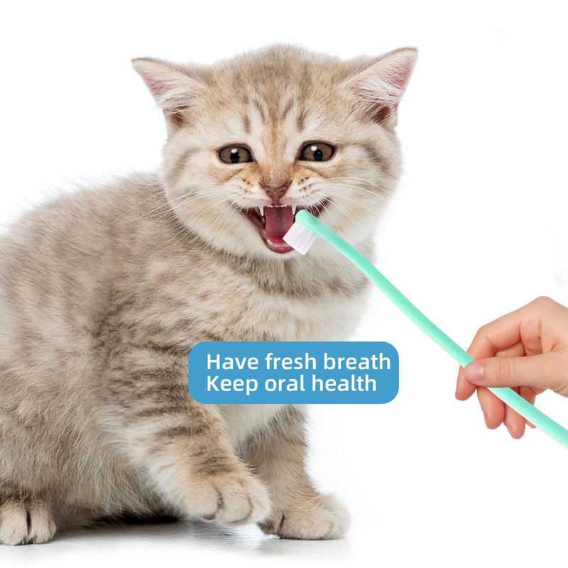 4-Piece Dog Toothbrush Set, Cat Toothbrush, Dog Toothbrush, Small Soft Round Head Pet Toothbrush, Dog Toothbrush, Kitten Toothbrush for Kittens, Puppy Tooth Cleaning, Oral Care (Blue, Green)