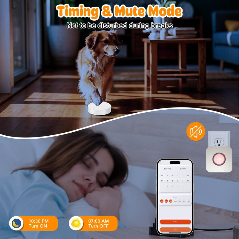 WiFi Dog Door Bell for Potty Training to Go Outside, Smart Doggie Door Bell for Dog, Wireless Doggy Doorbell with Phone App(Two Button One WiFi Receiver) Two Button One Wifi Receiver - PawsPlanet Australia