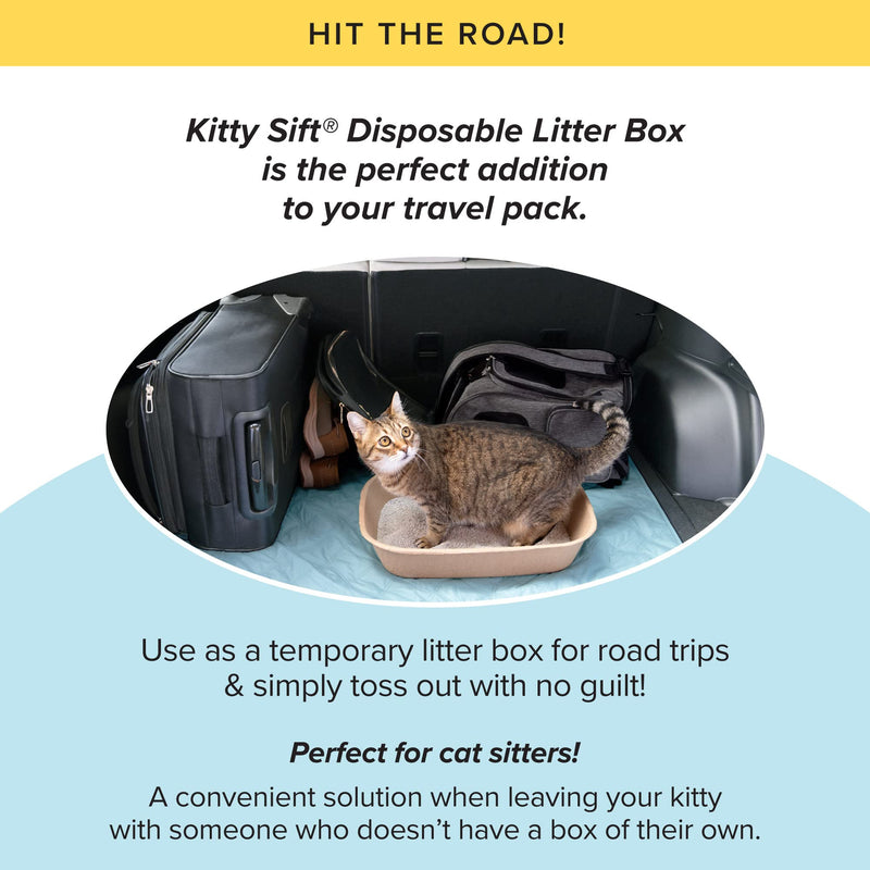 Kitty Sift (6-Pack) Disposable Cat Litter Box, Sustainable, Clean - Large, 6-Pack (Large) Litter Box Only 6 Piece Set - PawsPlanet Australia