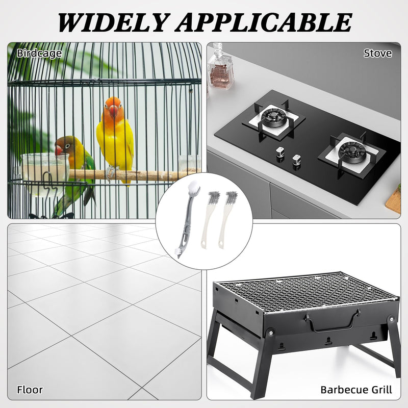 3Pcs Bird Cage Cleaner Brush & Scoop with Long Handle Shovel 2 in 1 Scrub Bird Poop Remover Pet Cage Cleaning Tools Back Scraper for Cleaning Cages Parrot Perches Droppings Removal Accessory - PawsPlanet Australia