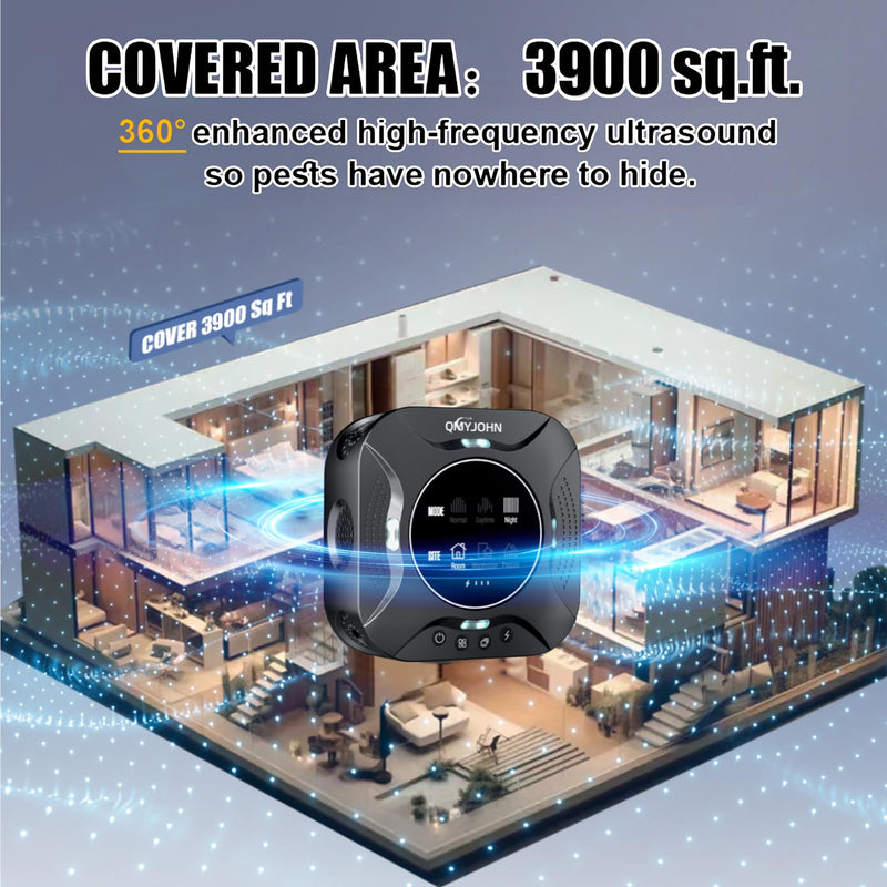 Indoor Ultrasonic Pest Repeller Plug-in, with a Display Screen & LED Strobe Light, Effectively Repels Mice, Squirrels, Roaches & Other Rodents up to 3900 Sq.Ft. Suitable for Attics, Garages, etc. 1 Count (Pack of 1) - PawsPlanet Australia