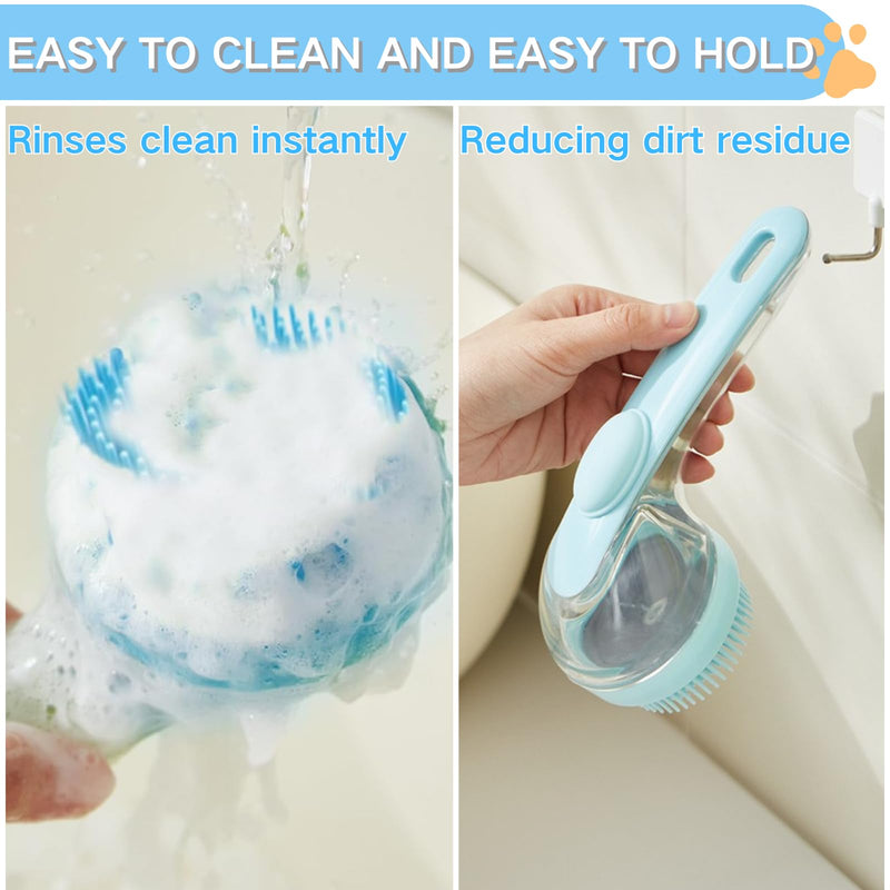 3pcs Pet Bath Brush, Scrubber, Shampoo Bubble Maker, Paw Washer,Rubber Shower Comb With Adjustable Ring Handle For Dogs & Cats (Long & Short Hair) (Blue) - PawsPlanet Australia