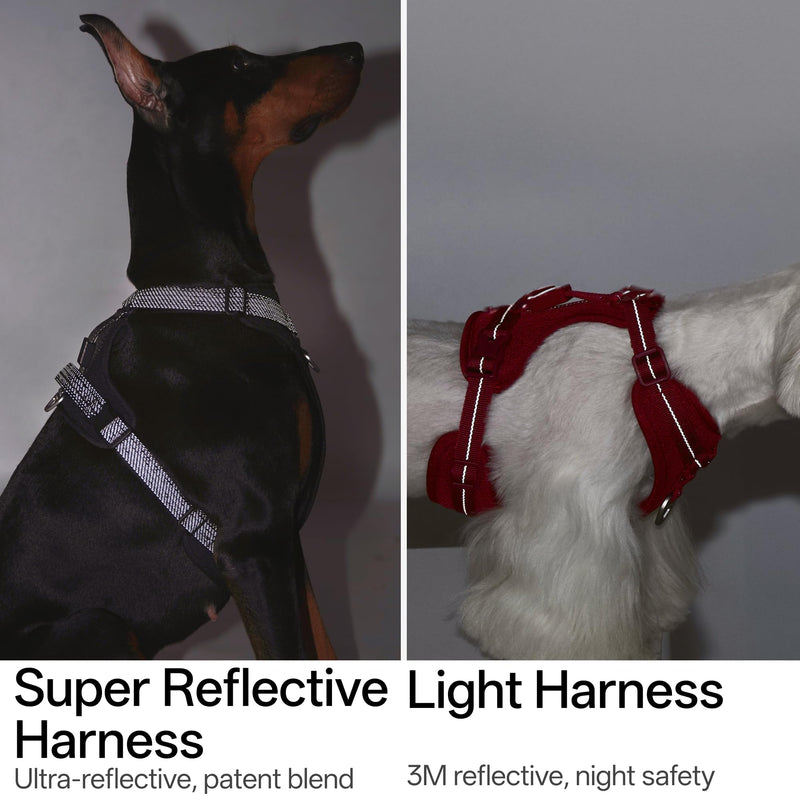 All-Weather No Pull Dog Harness Reflective Vest Harness QR Code Anti-Lost Adjustable Quick-Release Buckle Soft Padded Breathable Harness for Small Medium Dogs (Light-Burgundy, S) Light-Burgundy - PawsPlanet Australia