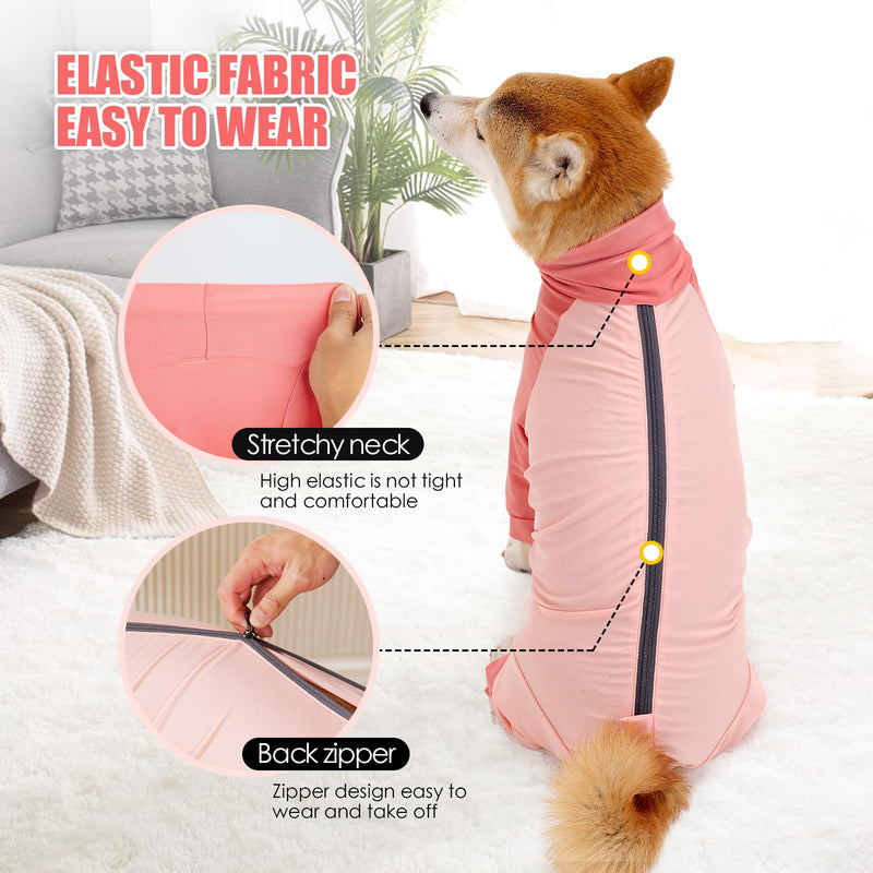 Etdane Dog Onesie Surgery Recovery Suit for Female Male Dogs After Spayed Suit Surgical Recovery Suit Anti Shedding Body Suit for Small Medium Large Dog Pink/L L
