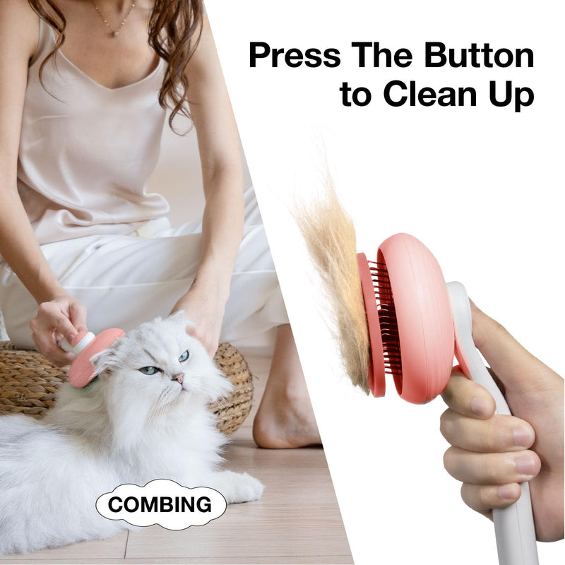 Pet Grooming Self-Cleaning Slicker Brush for Cats & Dogs, Effortlessly Removes Tangles, Loose Undercoat and Mats (Pink, 2 Pack) Pink (2 Pack) - PawsPlanet Australia