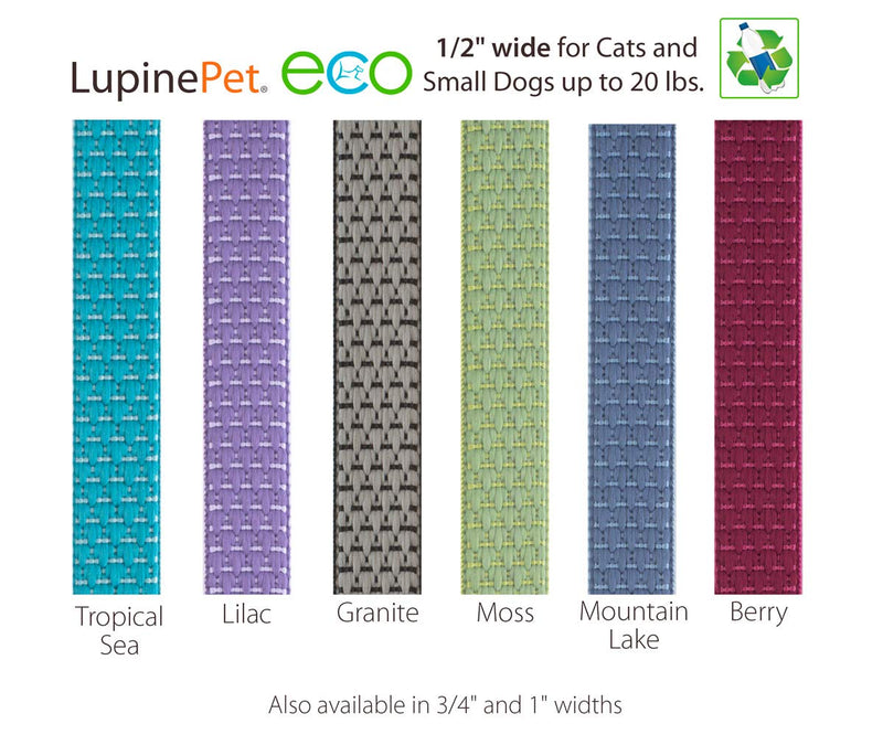 Breakaway Cat Collar by Lupine ECO Collection 1/2" Wide Moss adjusts 8-12" - PawsPlanet Australia
