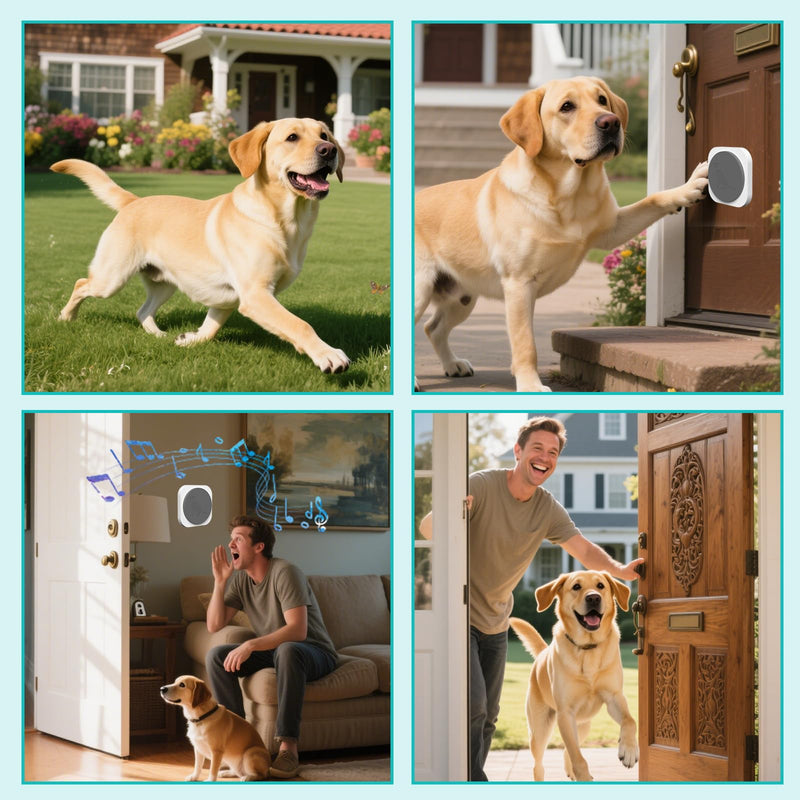 Dog Door Bell for Potty Training, Smart Wireless Doggie Doorbell to Go Outside, 1000 Feet Long Range with IP65 Waterproof Touch Button, 20 Melodies & Adjustable Volume (2 Button) - PawsPlanet Australia
