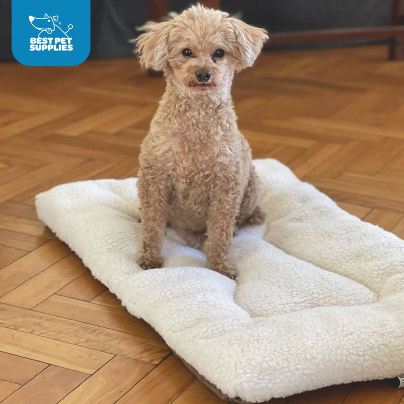 Best Pet Supplies Machine Washable Dog Crate Mat – Double-Sided Kennel Pad - Gray Linen, S (24 x 17) Small (24 x 17 in) - PawsPlanet Australia