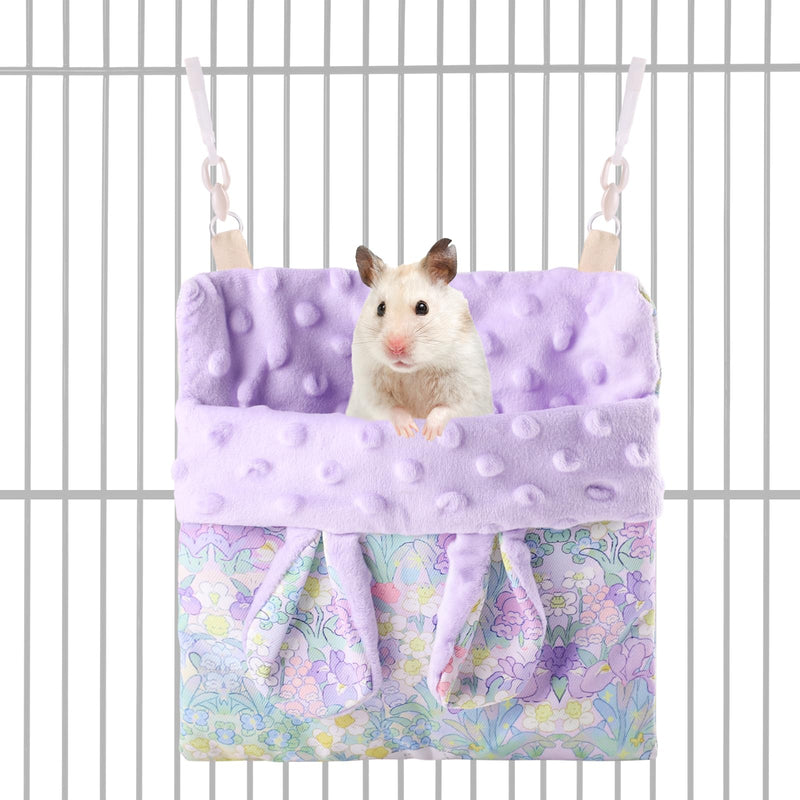 Sugar Gliders Sleeping Pouch Hamsters Velvet Hanging Hammocks Bed Carrier with Strap Squirrels Marmosets Guinea Pig Warm Swing Carry Pouch Cage Accessories for Small Animal (Purple) Purple - PawsPlanet Australia