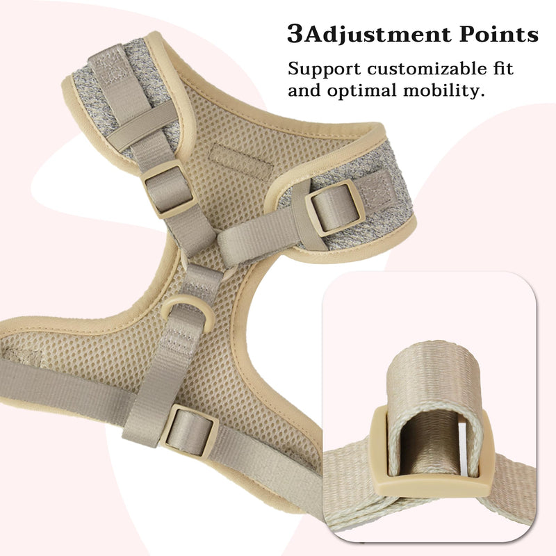 No Pull Dog Harness with Leash Clip,Adjustable Soft Padded and Cotton Fabric Pet Vest for Large,Medium and Small Dogs (Taupe, Small) TAUPE - PawsPlanet Australia