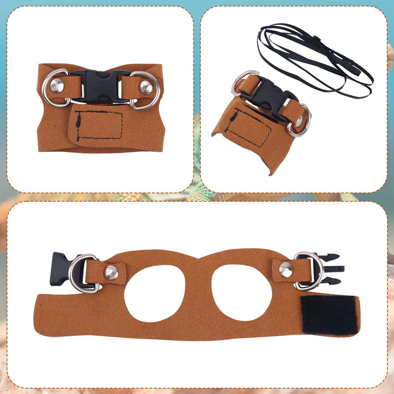 3 Pcs Bearded Dragon Harnesses, Adjustable Soft Leather Lizard Harness with Retractable Traction Rope Small Animal Walking Vest Leash Accessories Set for Reptiles Squirrel Lizard Chinchilla - PawsPlanet Australia