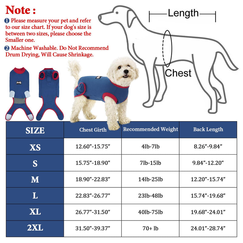 IDOMIK Dog Recovery Suit After Surgery,Breathable Dog Surgery Recovery Suit for Female Male Dogs Cats,Dog Surgical Onesie for Spay Neuter Surgery,E-Collar Cone Alternative Anti-Licking Abdominal Wound XL(Chest Girth:26.77"-31.50") B-Navy blue