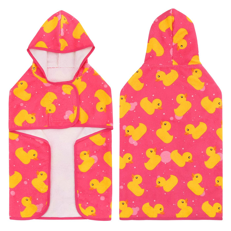 HDE Dog Bathrobe Super Absorbent Quick Drying Puppy Towel Wrap Coat Adjustable After Bath Robes with Hood for Dog Sizes S-XXL Pink Rubber Ducks M Medium - PawsPlanet Australia
