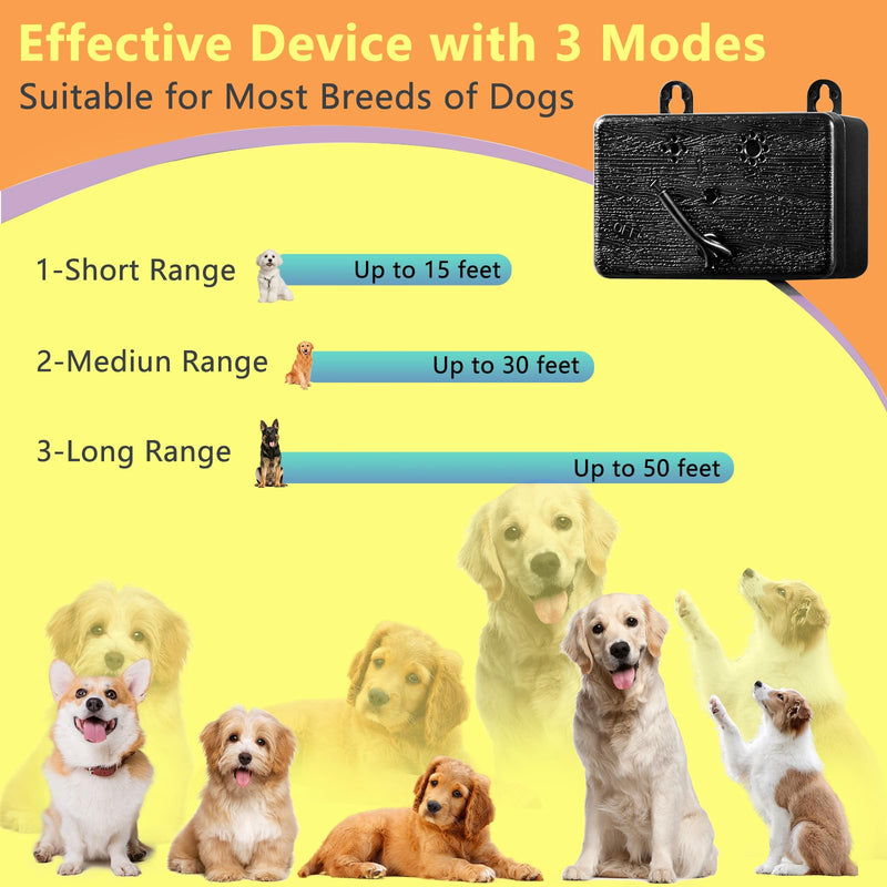 Anti Barking Device for Dog Bark Deterrent Device Silencer Bark Box Dog Barking Ultrasonic Bark Stopper Dogs Stop Barking Devices with 3 Range Modes for Neighbor, Indoor Outdoor Dogs (Black) Black - PawsPlanet Australia